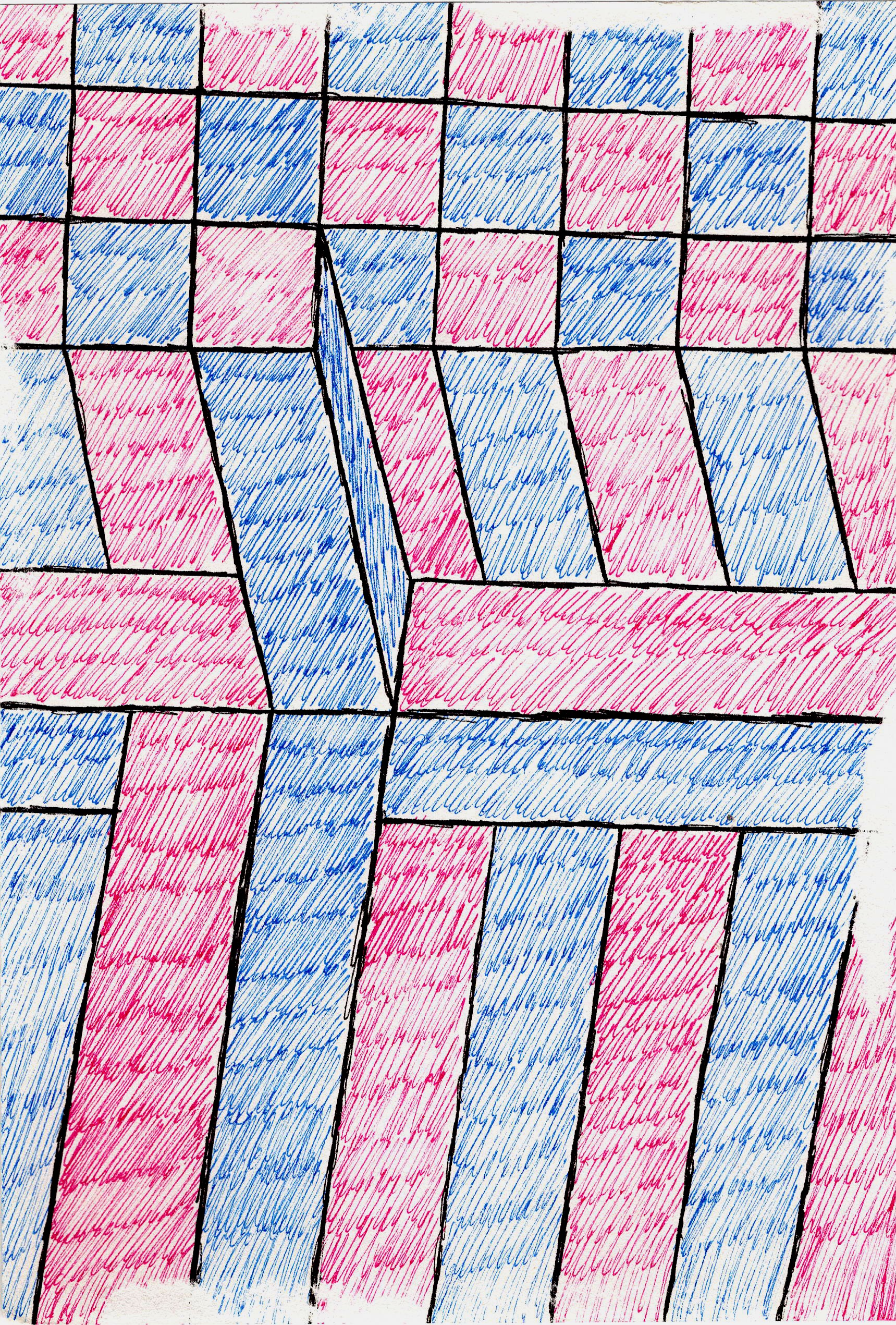 geometric, abstract, checkered, blue, pink, pattern, optical illusion, tessellation, repeating pattern, perspective, 3D effect