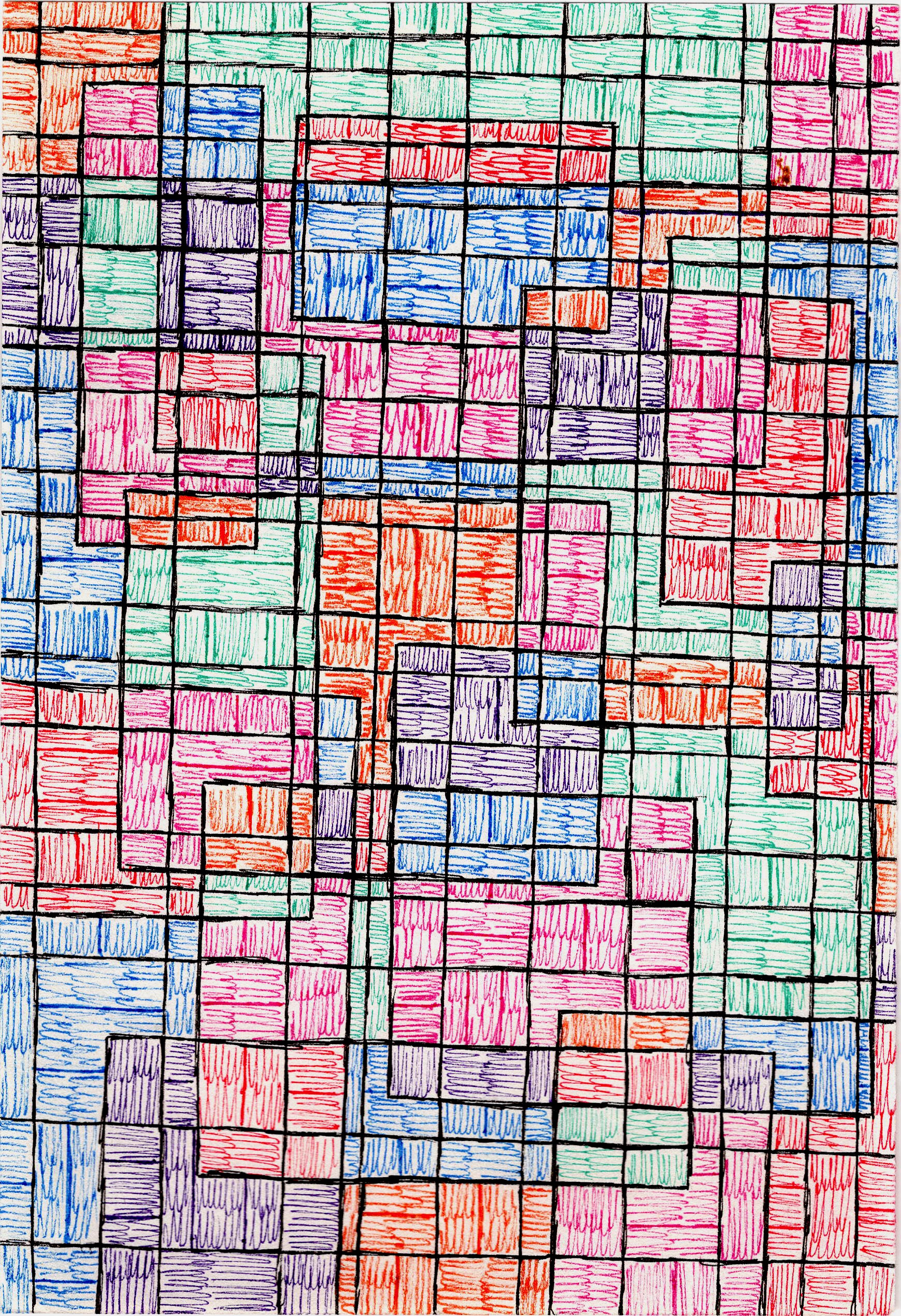 geometric, abstract, cool, boring, repetition, pattern, colorful, grid, lines, squares, rectangles, pink, blue, orange, purple, green