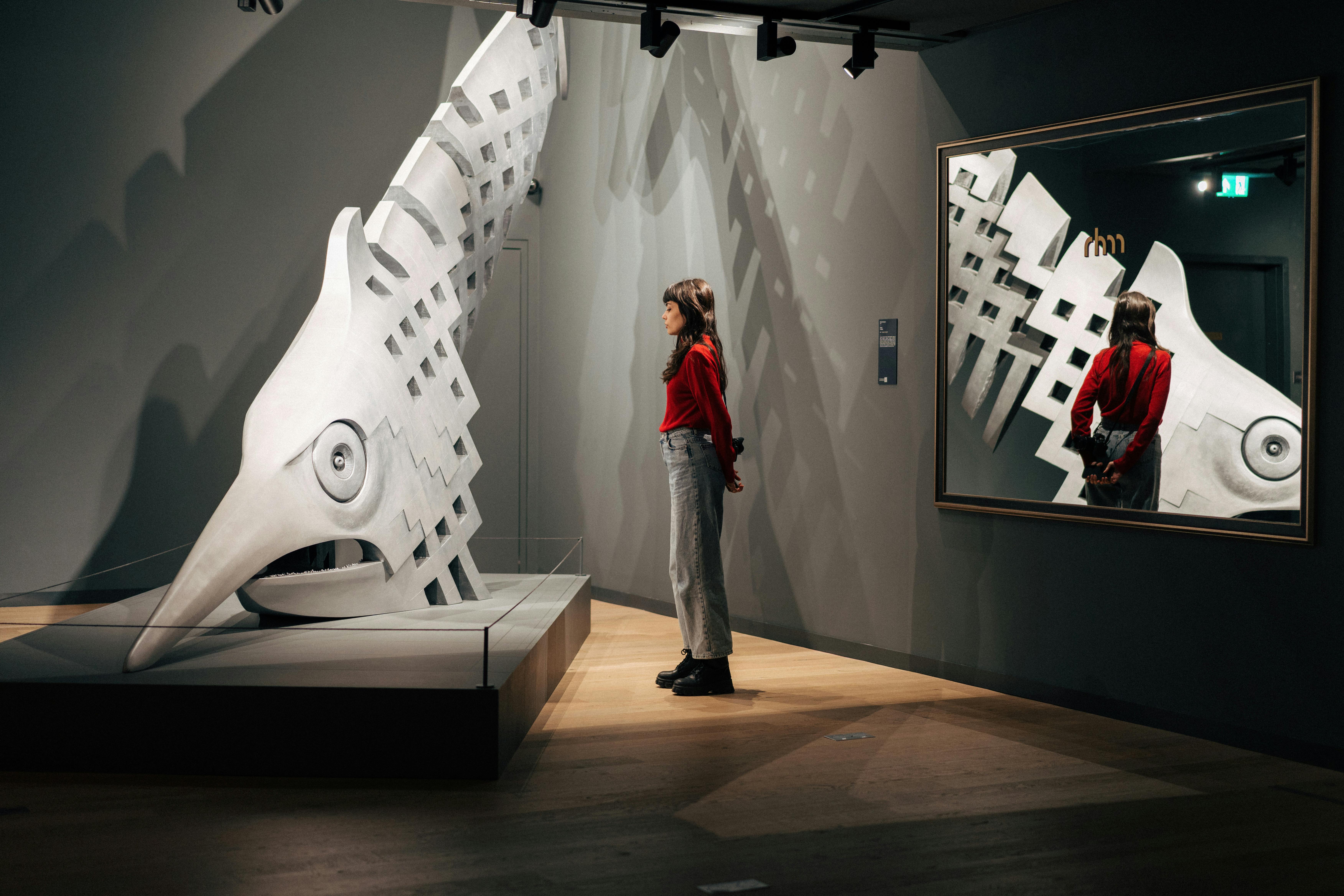 Modern Abstract Sculpture in Art Gallery Exhibit