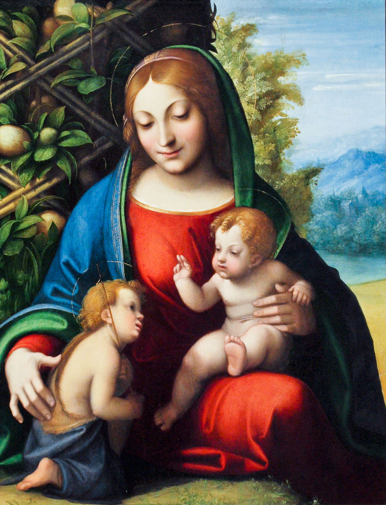 Madonna and Child with Saint John the Baptist, a Renaissance painting showcasing sfumato technique.
