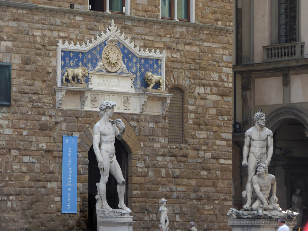 Statue of David replica in front of Palazzo Vecchio, Piazza della Signoria, Florence