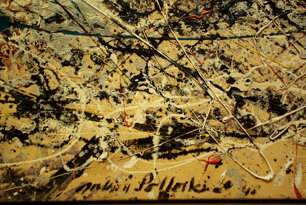 Jackson Pollock signature on a drip painting, detail from Fiona and Graeme's collection on Flickr.