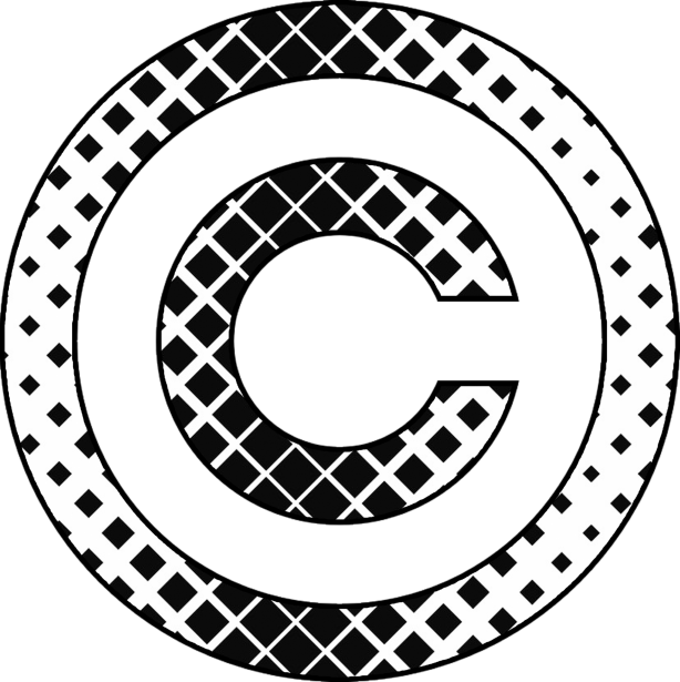 Copyright symbol with a black and white checkered pattern